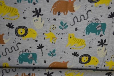 Jersey "Safari Tiere" grau meliert